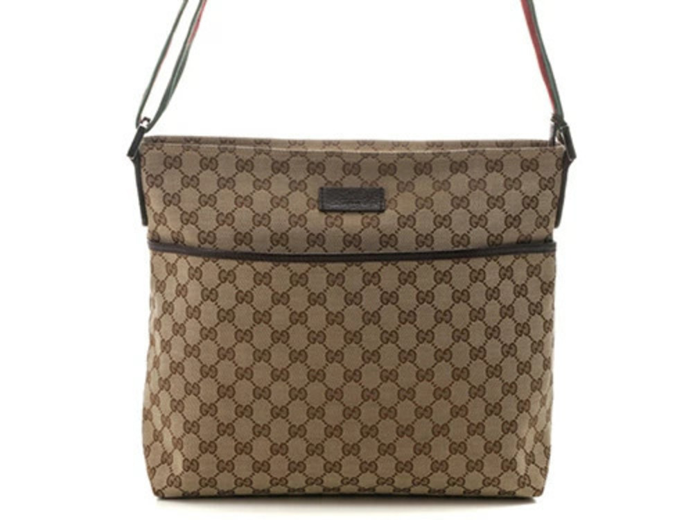 Gucci shoulder bag canvas leather Beige Cream brown